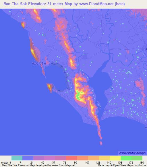 Ban Tha Sok,Thailand Elevation Map
