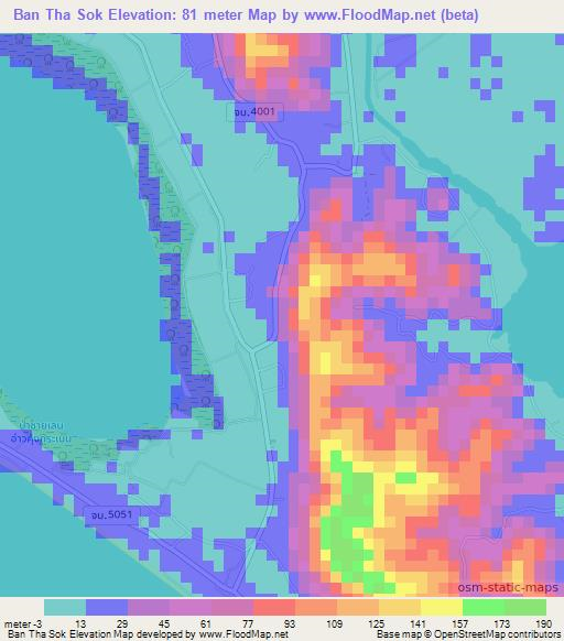 Ban Tha Sok,Thailand Elevation Map