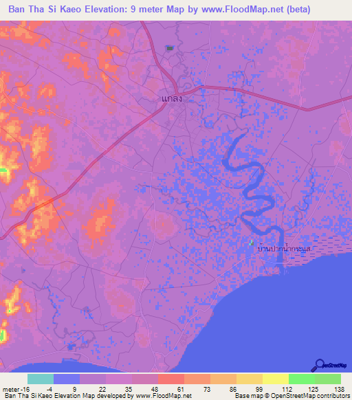 Ban Tha Si Kaeo,Thailand Elevation Map