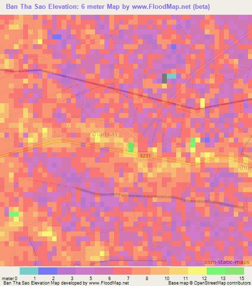 Ban Tha Sao,Thailand Elevation Map