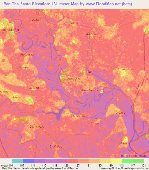 Ban Tha Samo,Thailand Elevation Map