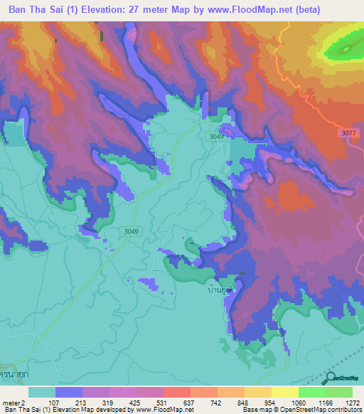 Ban Tha Sai (1),Thailand Elevation Map