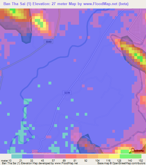 Ban Tha Sai (1),Thailand Elevation Map