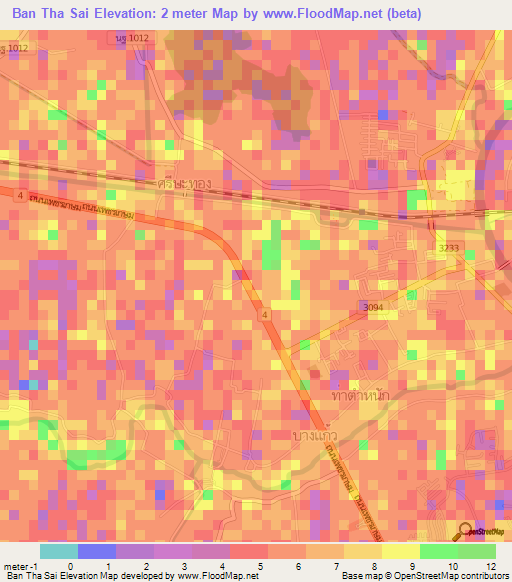 Ban Tha Sai,Thailand Elevation Map