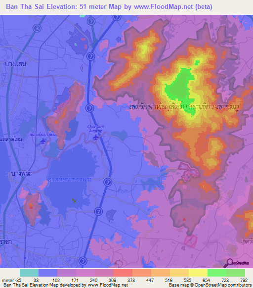 Ban Tha Sai,Thailand Elevation Map