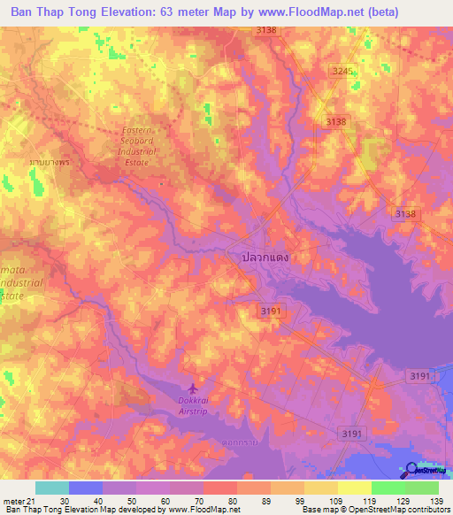 Ban Thap Tong,Thailand Elevation Map