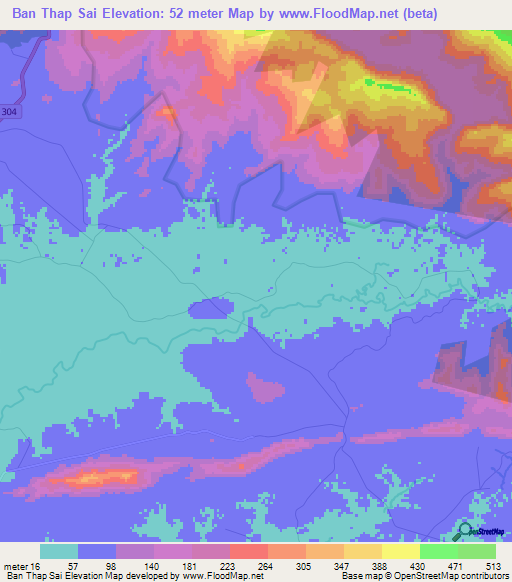 Ban Thap Sai,Thailand Elevation Map