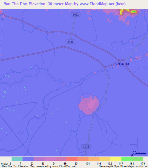 Ban Tha Pho,Thailand Elevation Map