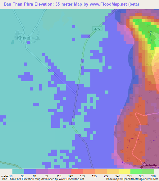Ban Than Phra,Thailand Elevation Map