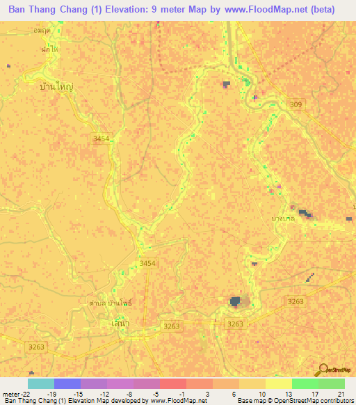 Ban Thang Chang (1),Thailand Elevation Map