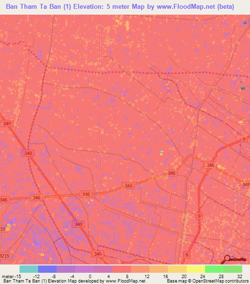 Ban Tham Ta Ban (1),Thailand Elevation Map