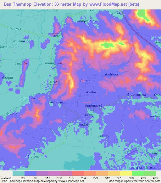 Ban Thamnop,Thailand Elevation Map