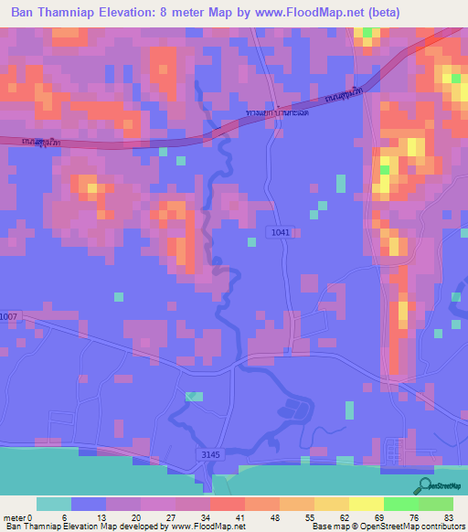 Ban Thamniap,Thailand Elevation Map