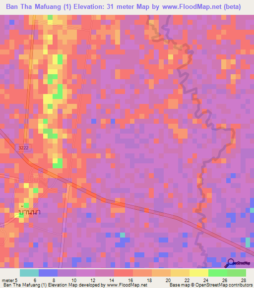 Ban Tha Mafuang (1),Thailand Elevation Map