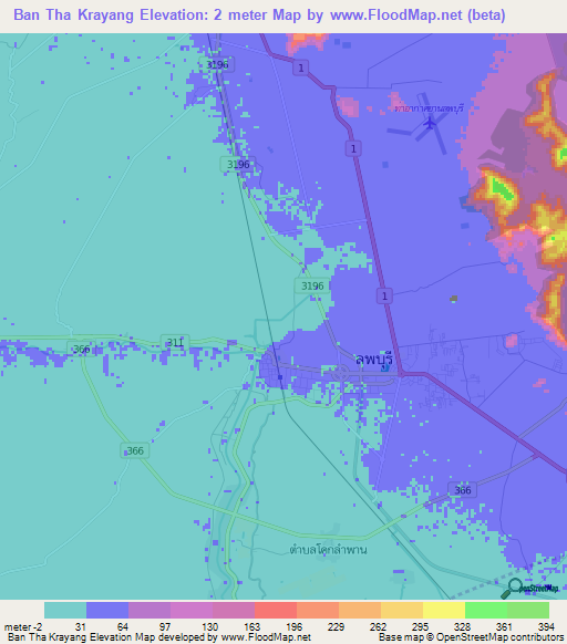 Ban Tha Krayang,Thailand Elevation Map