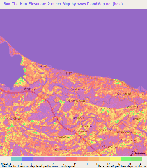 Ban Tha Kun,Thailand Elevation Map