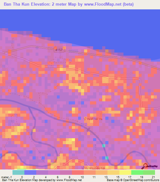 Ban Tha Kun,Thailand Elevation Map