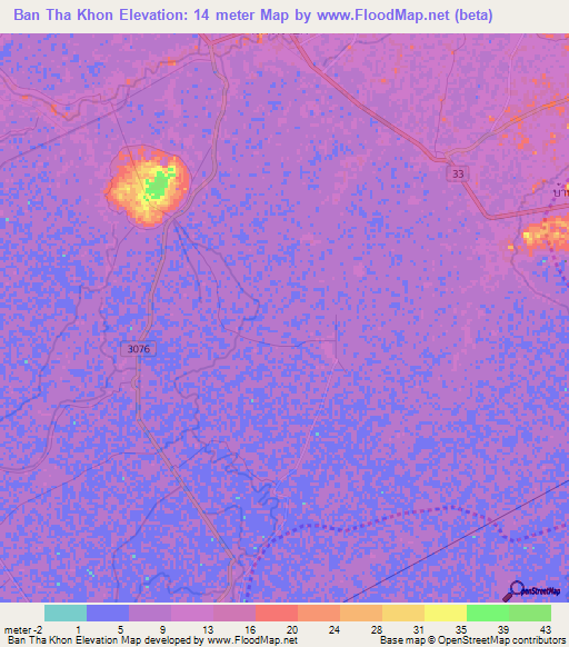 Ban Tha Khon,Thailand Elevation Map