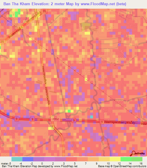 Ban Tha Kham,Thailand Elevation Map