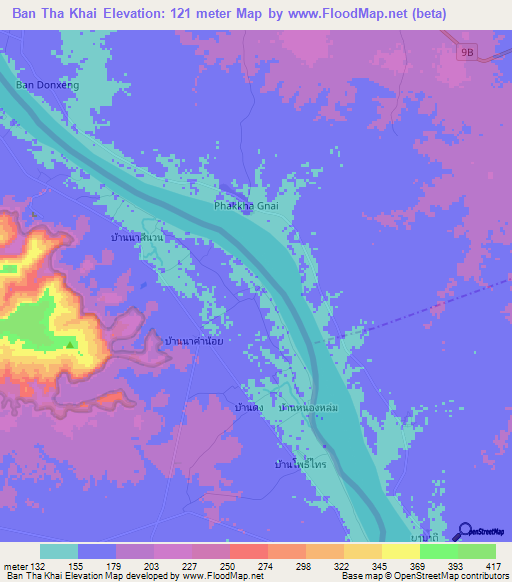 Ban Tha Khai,Thailand Elevation Map