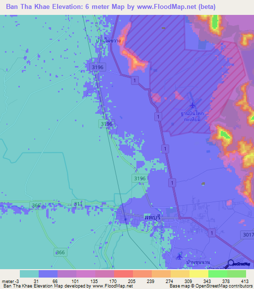 Ban Tha Khae,Thailand Elevation Map