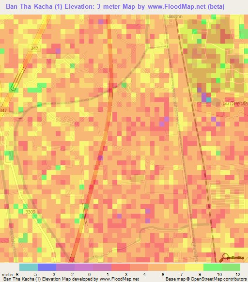 Ban Tha Kacha (1),Thailand Elevation Map