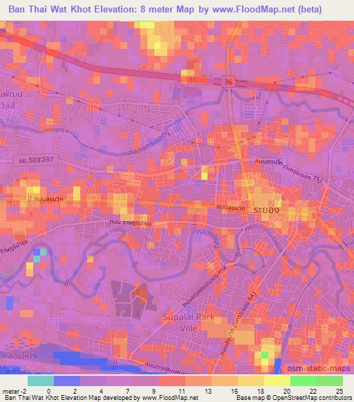 Ban Thai Wat Khot,Thailand Elevation Map