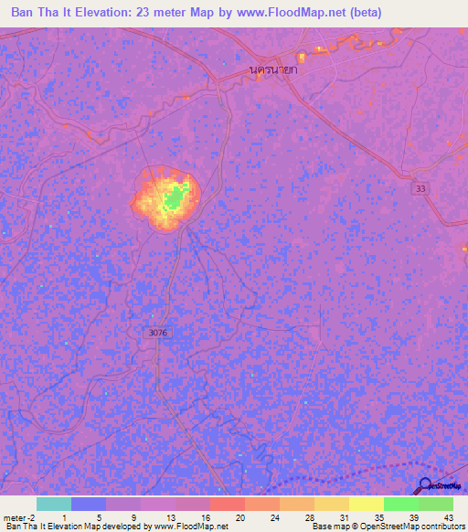 Ban Tha It,Thailand Elevation Map