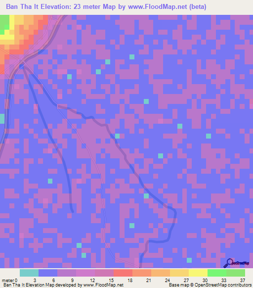 Ban Tha It,Thailand Elevation Map