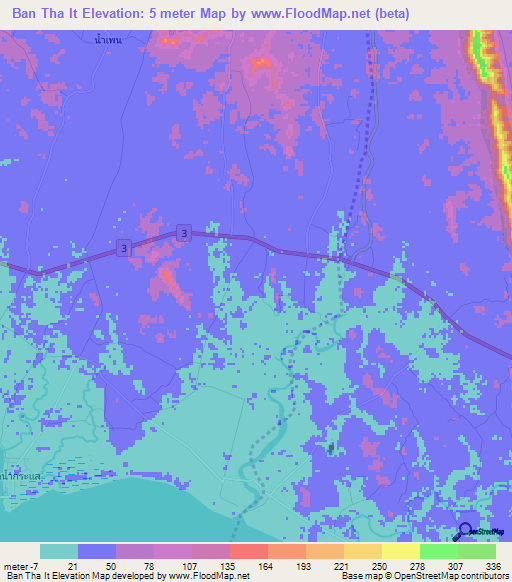 Ban Tha It,Thailand Elevation Map