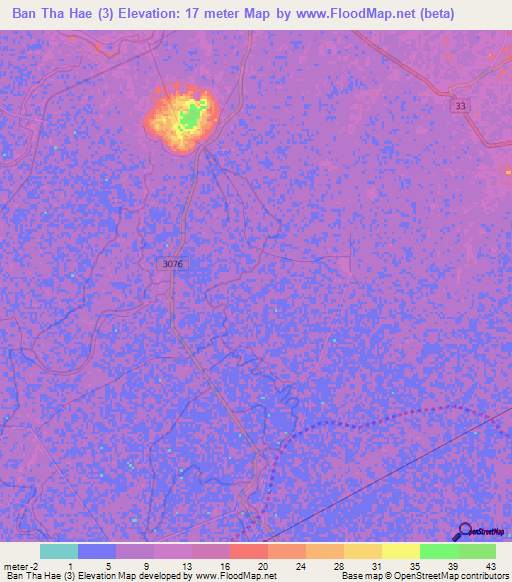 Ban Tha Hae (3),Thailand Elevation Map