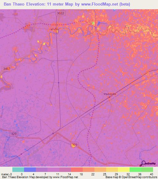 Ban Thaeo,Thailand Elevation Map