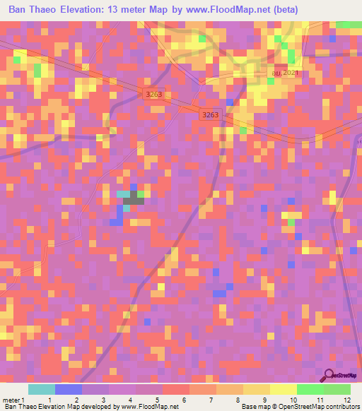 Ban Thaeo,Thailand Elevation Map