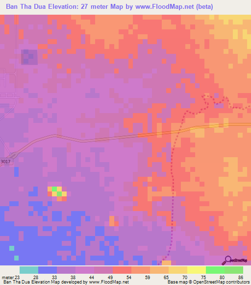 Ban Tha Dua,Thailand Elevation Map