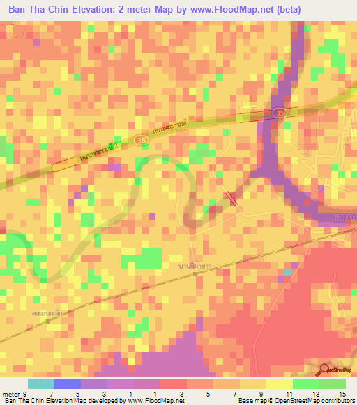 Ban Tha Chin,Thailand Elevation Map