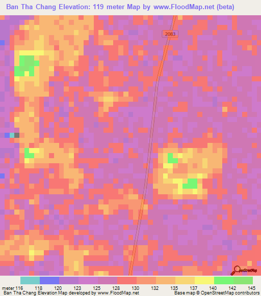 Ban Tha Chang,Thailand Elevation Map