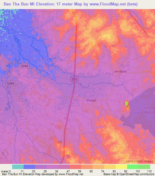 Ban Tha Bun Mi,Thailand Elevation Map