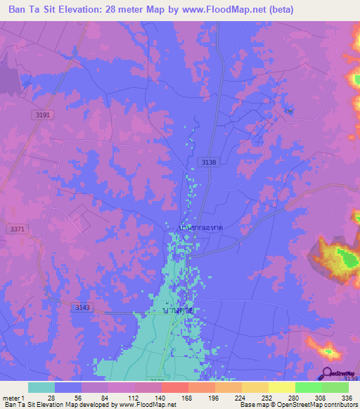 Ban Ta Sit,Thailand Elevation Map