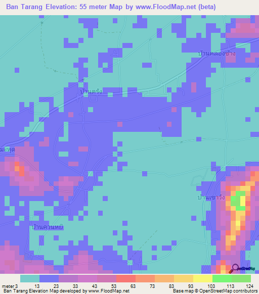 Ban Tarang,Thailand Elevation Map