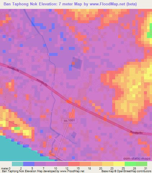 Ban Taphong Nok,Thailand Elevation Map