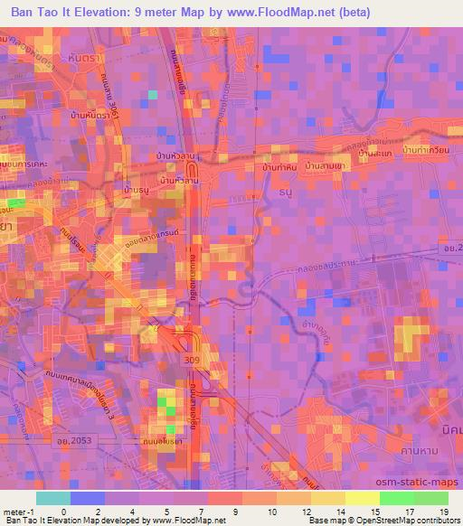 Ban Tao It,Thailand Elevation Map