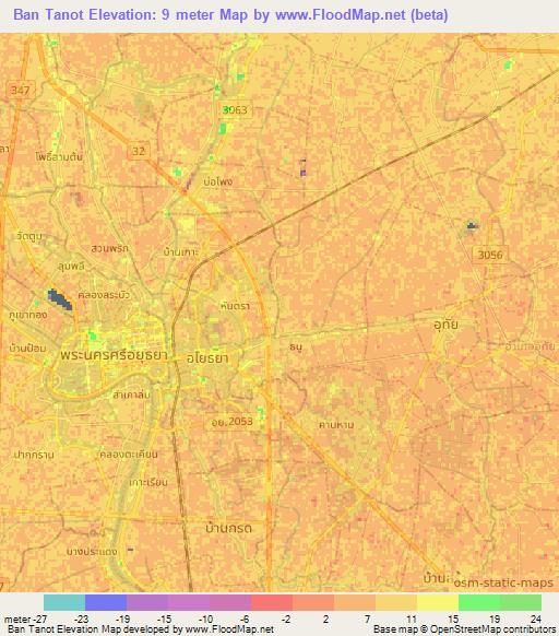 Ban Tanot,Thailand Elevation Map