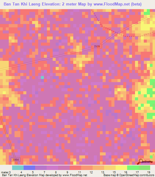 Ban Tan Khi Laeng,Thailand Elevation Map