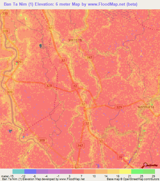 Ban Ta Nim (1),Thailand Elevation Map
