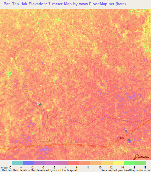 Ban Tan Hak,Thailand Elevation Map