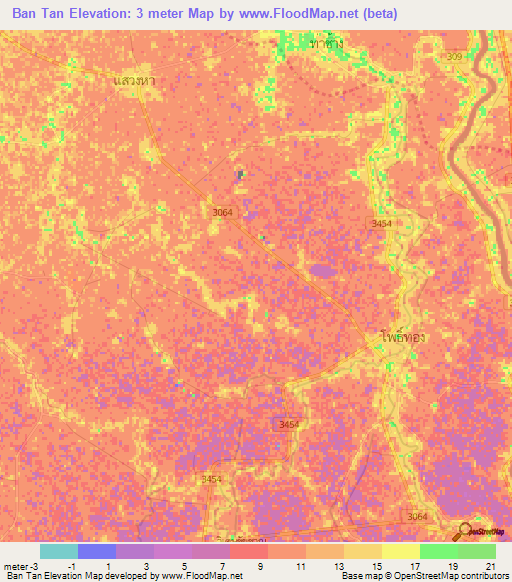 Ban Tan,Thailand Elevation Map