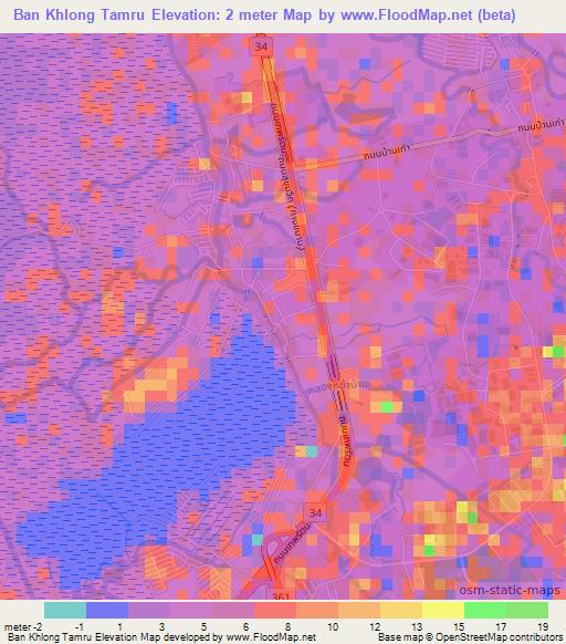 Ban Khlong Tamru,Thailand Elevation Map