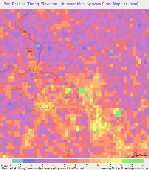 Ban Rai Lak Thong,Thailand Elevation Map