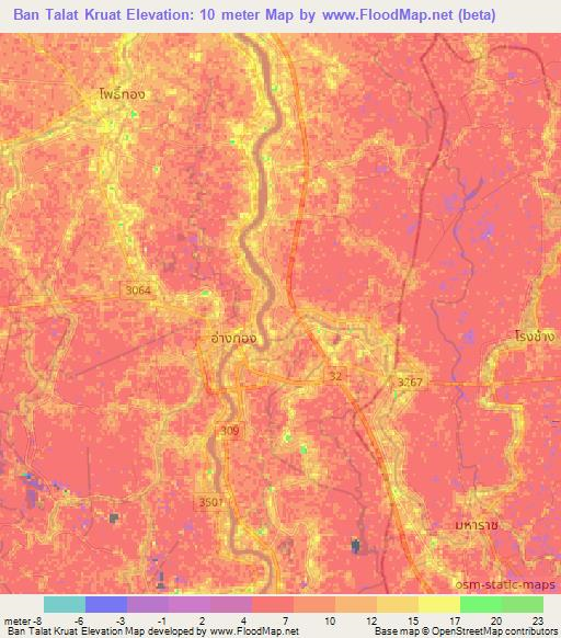 Ban Talat Kruat,Thailand Elevation Map