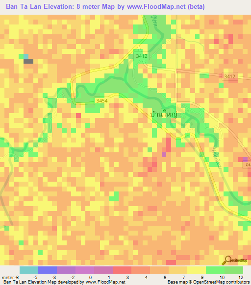 Ban Ta Lan,Thailand Elevation Map